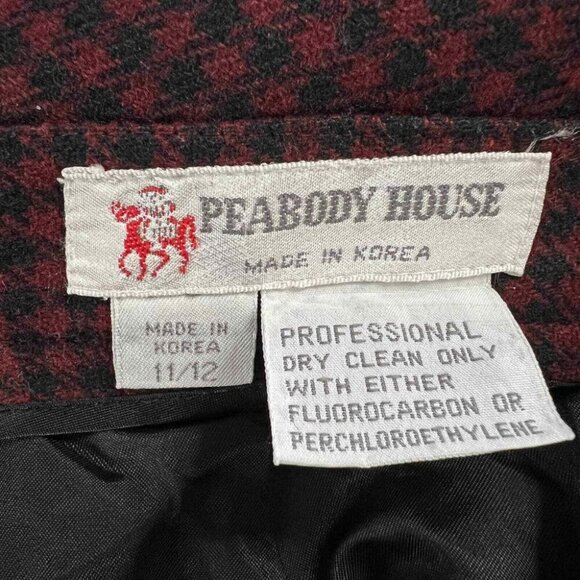 Peabody House VTG 11/13 MDN 8/10 Wool Blend Houndstooth Plaid Midi Skirt career - Picture 5 of 7